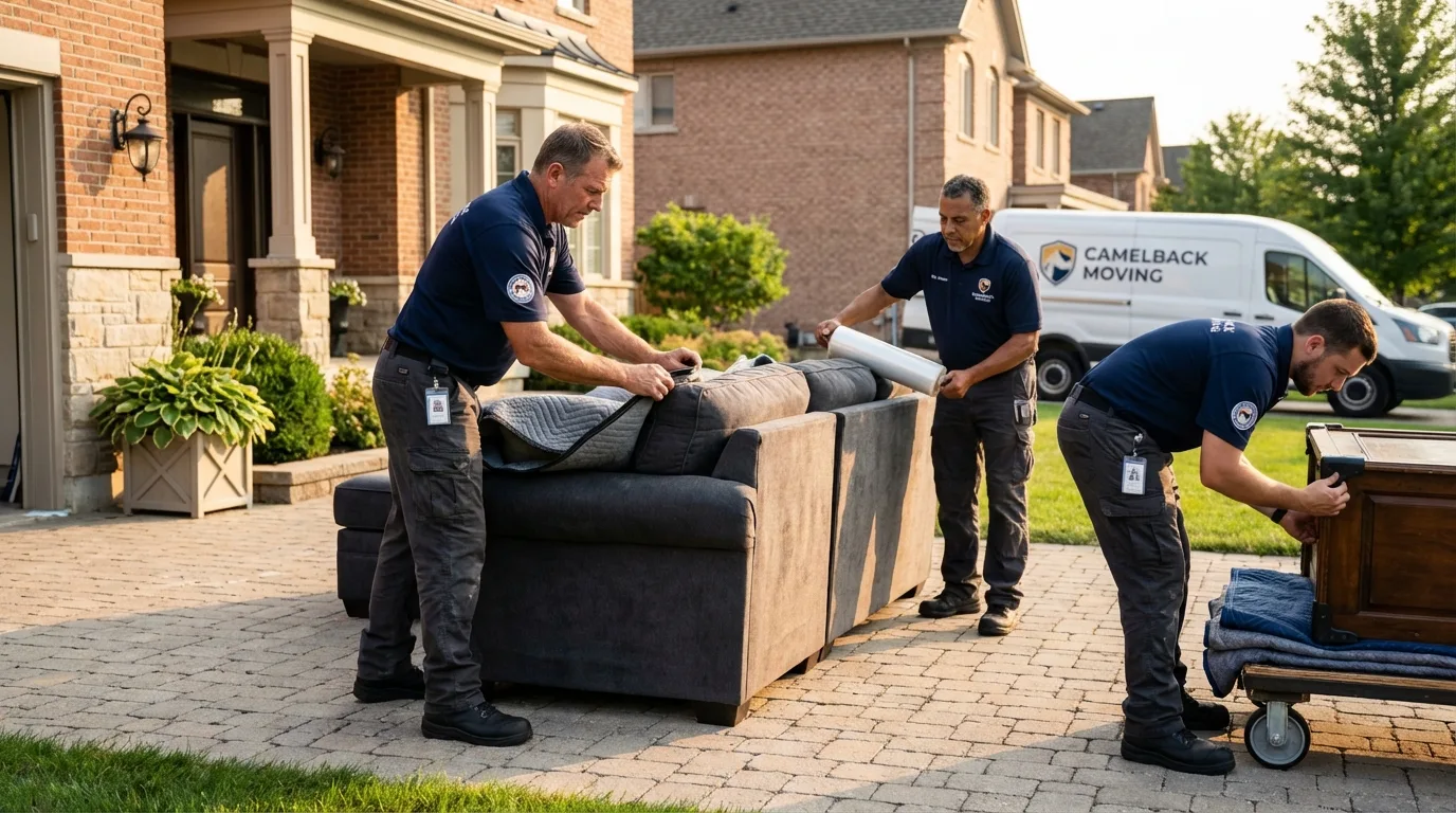 Large estate moving crew wrapping furniture in Butler, IN