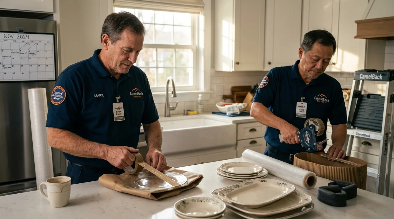 Professional crew packing kitchen dishware in Butler, IN